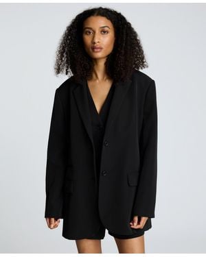 Kenneth Cole Luxe Stretch Twill Two-button Boyfriend Blazer - Black
