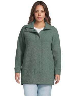 Lands' End Plus Size Boucle Fleece Coat - Green