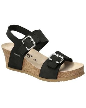 Mephisto Lissandra Black Sandalbuck Platform Wedge Sandal