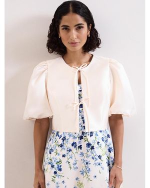 Phase Eight Paulina Cropped Puff-sleeve Jacket - White
