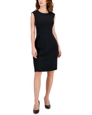 Kasper Sleeveless Seamed Waist Sheath Dress - Black