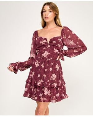 Trixxi Long-sleeve Double Tier Dress - Red