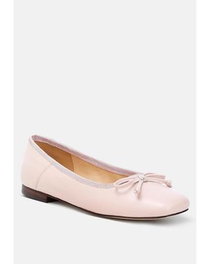 Rag & Co Lutten Square-toe Bow Ballerinas - Pink