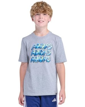 adidas Boys' 8-20 Short-sleeve Chrome Lineage Stack Heather T-shirt - Blue