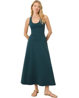 Pact Fit & Flare Open Back Maxi Dress Made With Organic Cotton - Blue