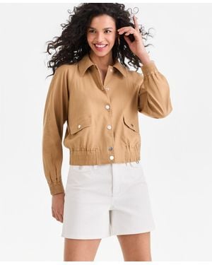 INC International Concepts Linen-blend Bomber Jacket - White