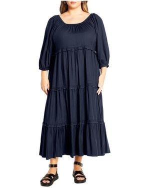 City Chic Plus Size Heather Tier Dress - Blue