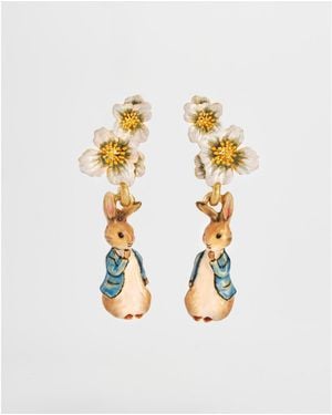 Fable England Peter Rabbit Floral Drop Earrings - Metallic