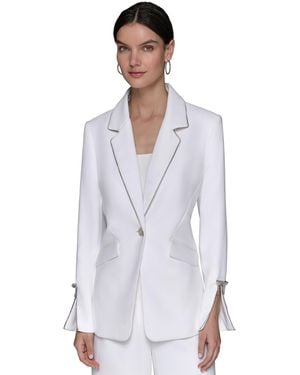 Karl Lagerfeld Embellished Slit-cuff Blazer - White