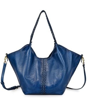 Old Trend Wisteria Small Handwoven Tote Handbag - Blue