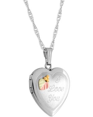 Black Hills Gold I Love You" Heart Locket Pendant 18" Necklace - Metallic
