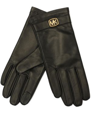 Michael Kors Michael Bubble Plaque Leather Gloves - Gray