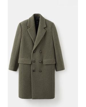 Mango Double-breasted Wool Coat - Green