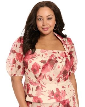 Muse Plus Size Polyester Shrug Asymmetrical Pleat Corset Top - Red
