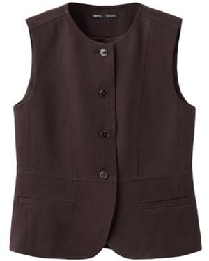 Mango Buttoned Lyocell Vest - Brown