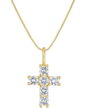 BEN ONI 18k -filled Cubic Zirconia Cross 17-1/2" Pendant Necklace - Metallic