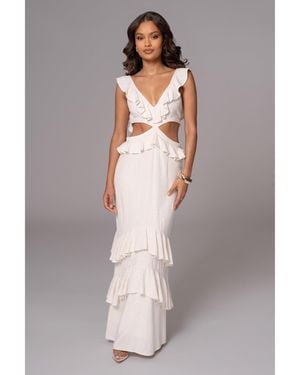 JLUXLABEL Sunshine Ruffle Linen Dress - Gray