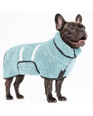 Aronkl Dog Bathrobe Quick Drying Super Absorbent Soft Warm Adjustable Machine Washable Pet Towel Supplies - Blue
