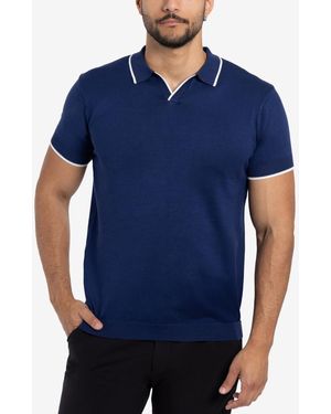 Xray Jeans Collar V-neck Polo Sweater - Blue