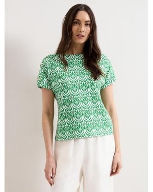 Phase Eight Suzie Short Sleeve Boat Neck Top - Green