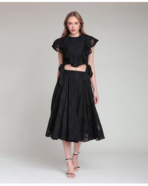 Avec Les Filles Side Zippered Maxi Skirt - Black