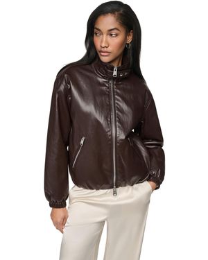 DKNY Bubble Hem Moto Jacket - Brown