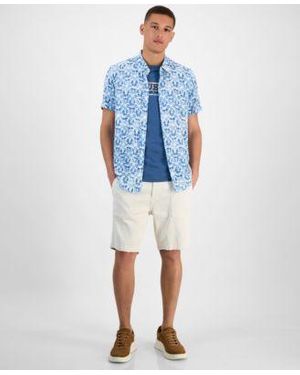 Guess Printed Shirt Logo T Shirt Shorts - Blue