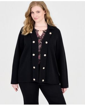 Jones New York Plus Size Notch-collar Band Jacket - Black