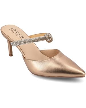Journee Collection Lunna Rhinestone Knot Dress Pumps - Natural