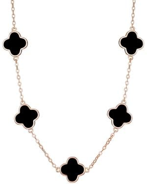 Adornia Gold Black Clover Station Necklace