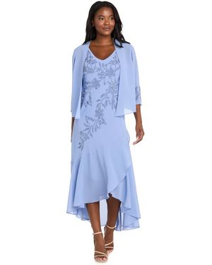 R & M Richards Jacket And Double Tiered Dress - Blue