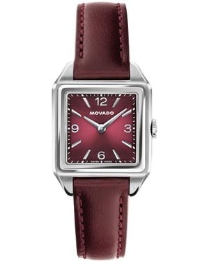 Movado 1917 Swiss Quartz Cherry Leather Watch - Red