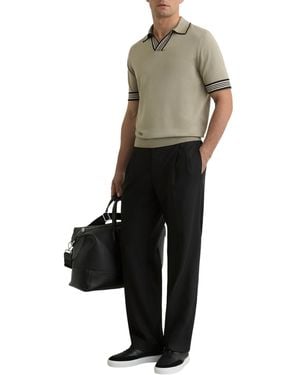 Reiss Poole Compact-knit Stripe-tipped Regular Fit Polo Shirt - Multicolor