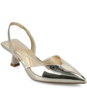Journee Collection Fallon Low Pointed Toe Pumps - Metallic