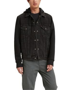 Levi's Hybrid Hoodie Non-stretch Denim Trucker Jacket - Black