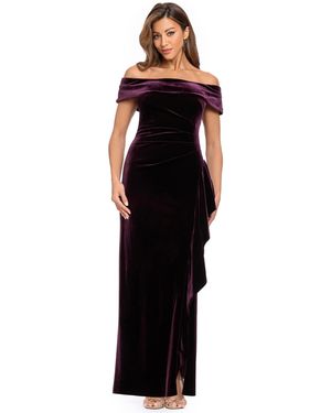 Xscape Velvet Off-the-shoulder Ruffle Gown - Black
