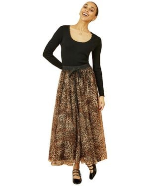 Yumi' Mesh Tulle Skirt - Brown