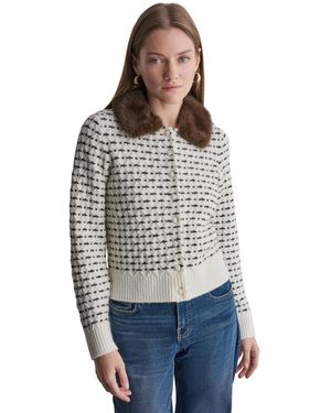 BCBGMAXAZRIA Long-sleeve Faux Fur Collar Cardigan - Gray