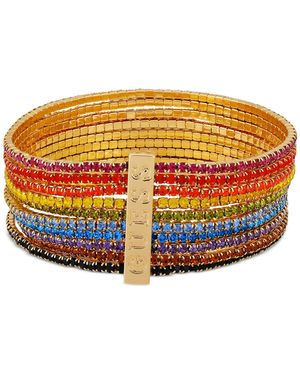 Guess Tone Rainbow Rhinestone Multi-row Stretch Bracelet - Orange