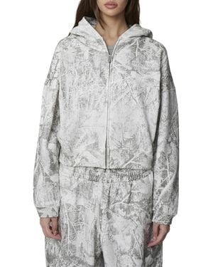 Good For Nothing Cropped Zipped Icarus Hoodie - Gray