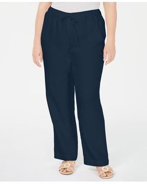 Charter Club Plus Size 100% Linen Pants - Blue