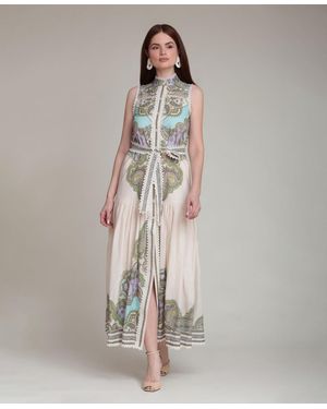 Avec Les Filles Paisley Mock Neck Maxi Dress - Multicolor