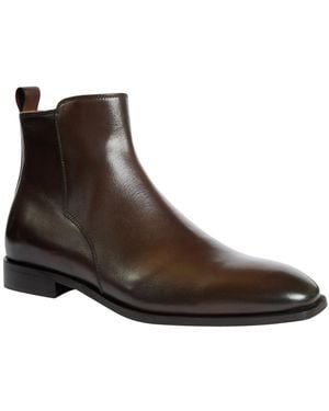 Bruno Magli Marce Plain-toe Side-zip Leather Boots - Brown