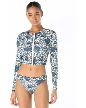 MICHAEL Michael Kors Michael Kors Long-sleeve Cropped Rashguard - Blue