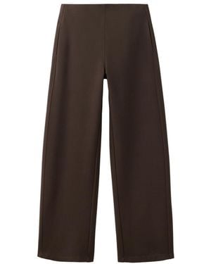 Mango Fine-knit Straight-fit Pants - Brown