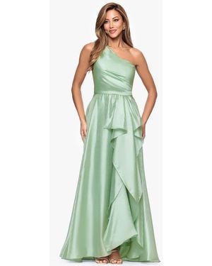 Xscape Metallic Draped One-shoulder Gown - Green