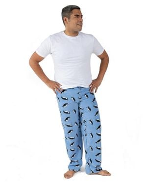 Leveret Print Micro Fleece Pants - Blue