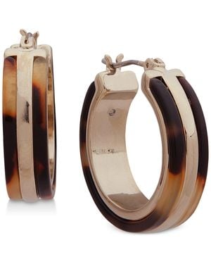 Ralph Lauren Gold-tone & Tortoise-look Small Hoop Earrings 1" - Brown