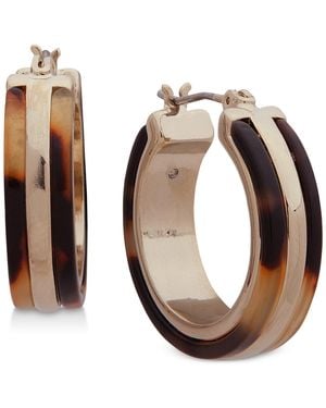 Ralph Lauren Gold-tone & Tortoise-look Small Hoop Earrings 1" - Brown