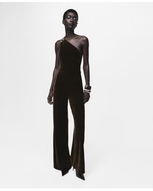Mango Metallic Detail Velvet Jumpsuit - White